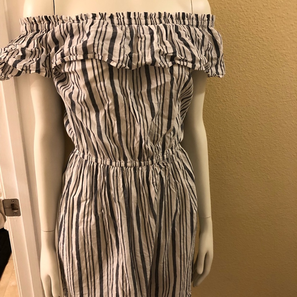 Gray and White Strapless Dress